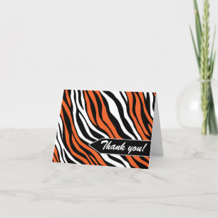Zebra Print Mix Orange Thank Cartes