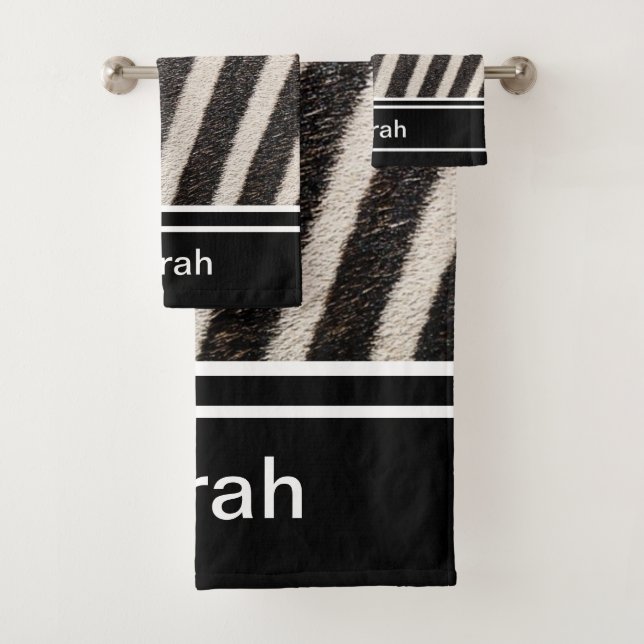 Zebra Print Motif noir et blanc Monogramme (En situation)