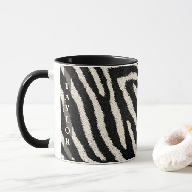 Zebra Print Mug with Custom Name (Avec donut)