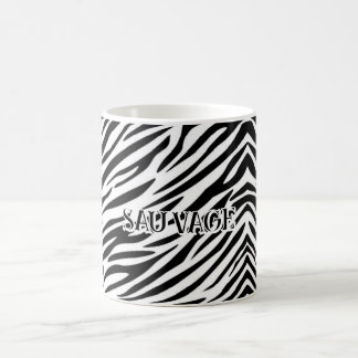Zebra Print Mug with “Sauvage” Text