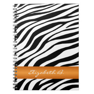 Zebra Print Orange Stripe Carnet personnalisé