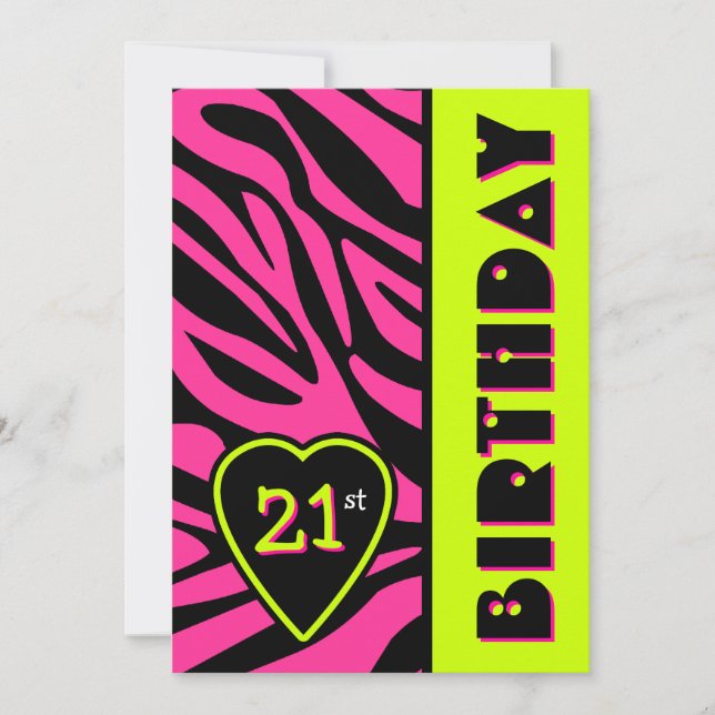 Zebra Print Retro Colors Invitation de fête d'anni (Devant)