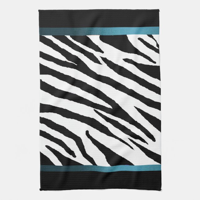 Zebra Print Serviette de cuisine - Bande bleue (Vertical)