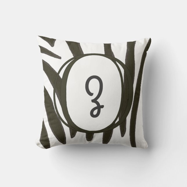 Zebra Print Stripes Monogramme Coussins (Recto)