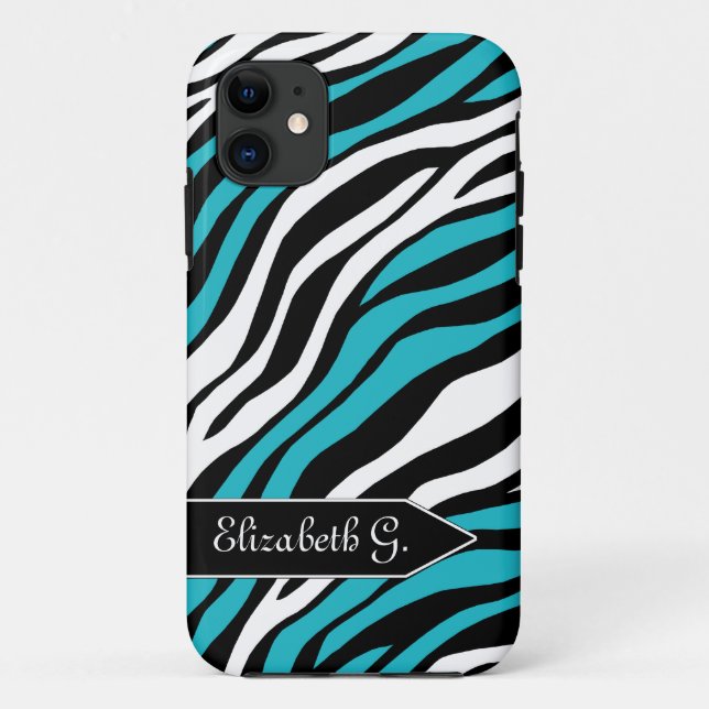 Zebra Print Turquoise Mix iPhone 5 Coque (Dos)