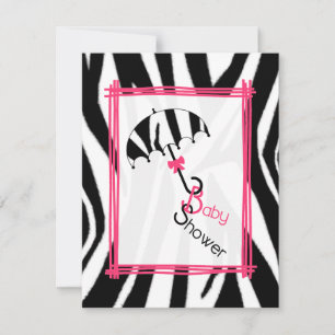 Zebra Print Umbrella Baby shower Invitation