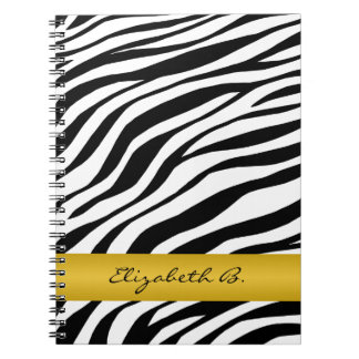 Zebra Print Yellow Stripe Carnet personnalisé