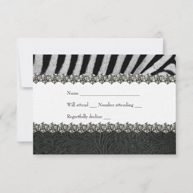 Zebra Rhinestone en cuir noir RSVP (Devant)