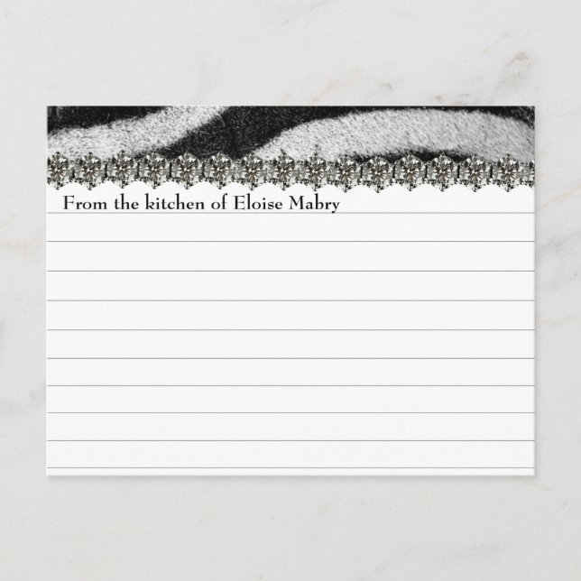 Zebra Rhinestone Regarder les cartes de recettes p (Devant)