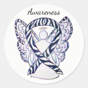 Zebra Stripe Awareness Ribbon Angel autocollants
