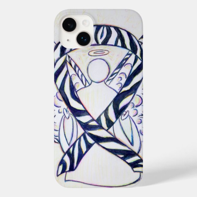 Zebra Stripe Awareness Ribbon Angel coque iphone (Verso)