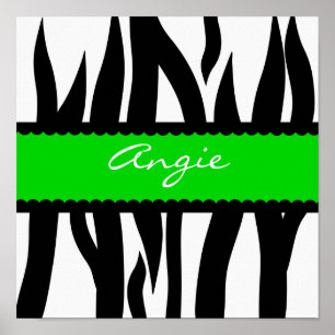 Zebra Striped Pattern Personalized Name Poster