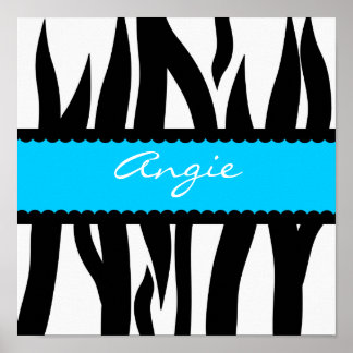 Zebra Stripes Motif Nom personnalisé Poster