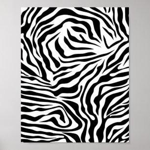 Zebra Stripes Poster de animal sauvage noir et bla