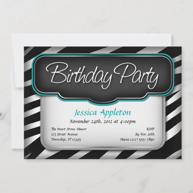 Zebra unique Imprimer Invitations d'anniversaire T (Devant)