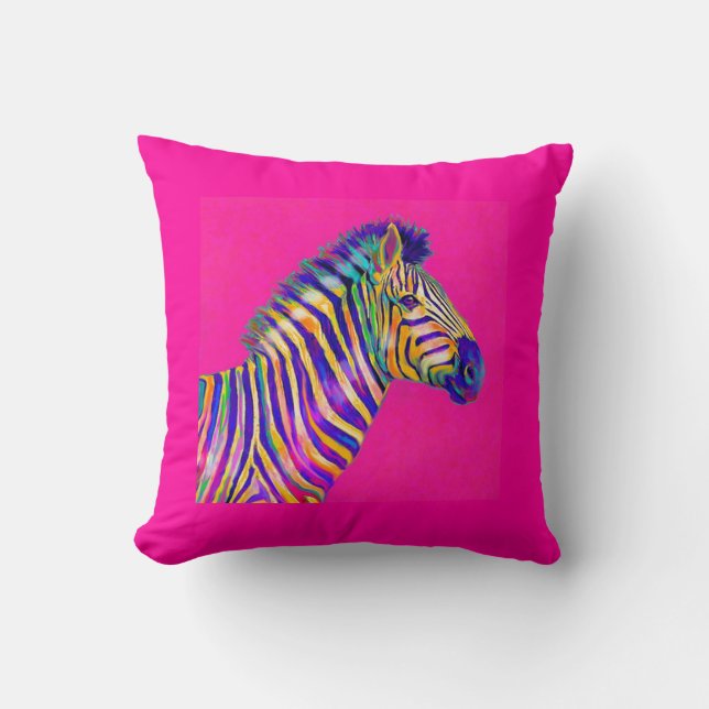 zèbre d'arc-en-ciel avec le coussin de rose de (Recto)