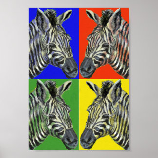 Zèbre en quatre couleurs Poster