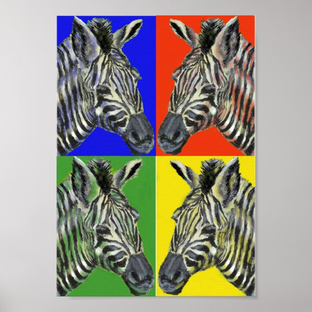 Zèbre en quatre couleurs Poster (Devant)