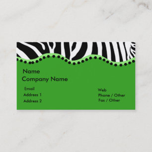 Zèbre génial dans le carte de visite vert