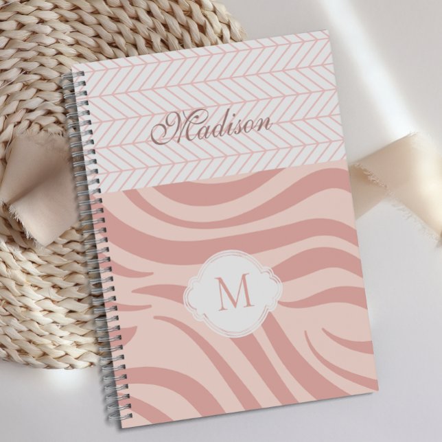 Zèbre géométrique rose moderne Monogramme tendance (Créateur téléchargé)