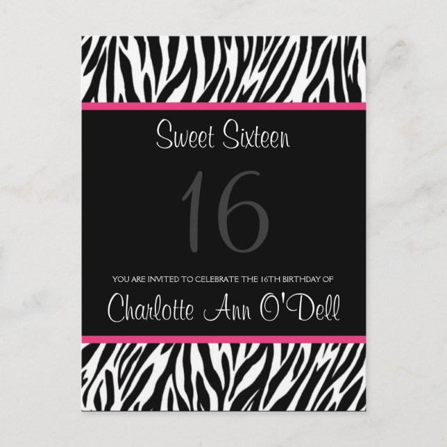 zèbre ; invitation d'anniversaire (Devant)