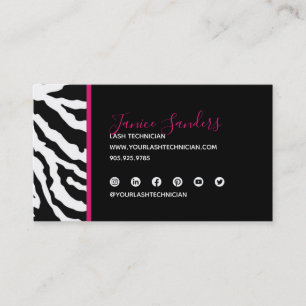 Zèbre noir et rose Imprimer Carte de visite CODE 