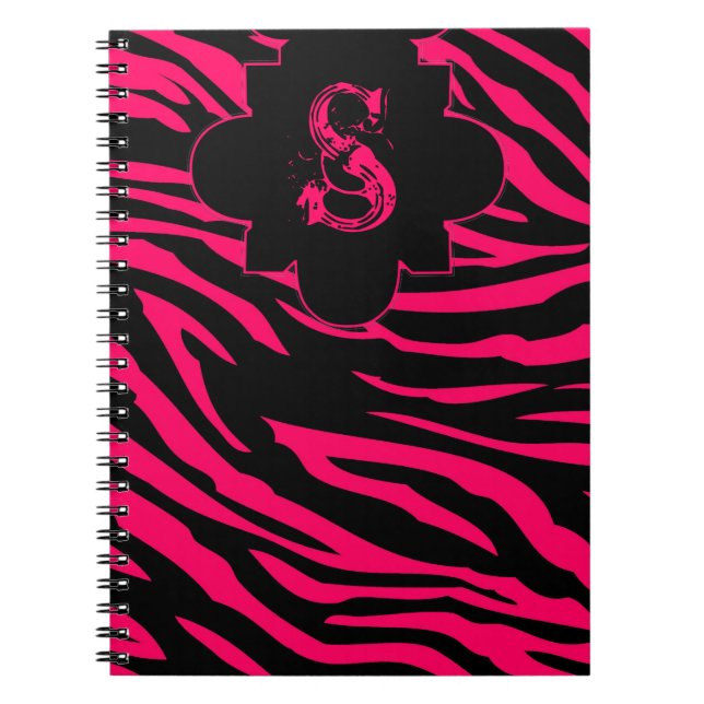 Zèbre noir rose chaud Imprimer Carnet spiral anima (Devant)