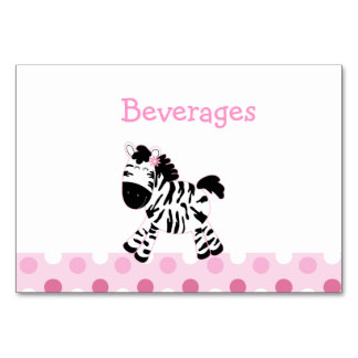 Zèbre rose avec carte de table Polkadot rose