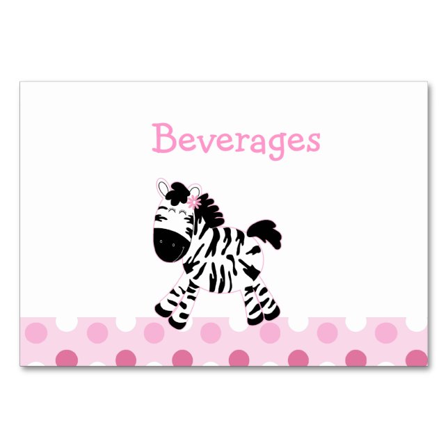 Zèbre rose avec carte de table Polkadot rose (Devant)