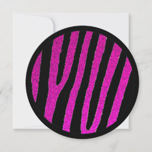 Zèbre rose noir doux 16 invitations cercle