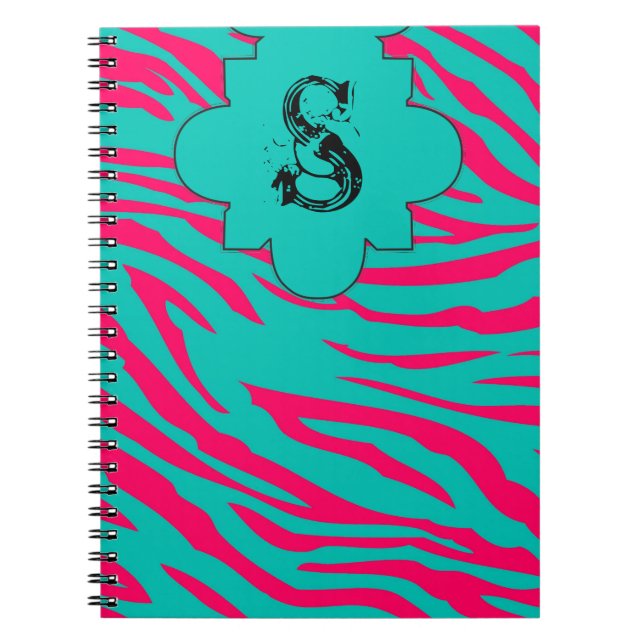 Zèbre Turquoise rose chaud Imprimer Carnet Spiral  (Devant)