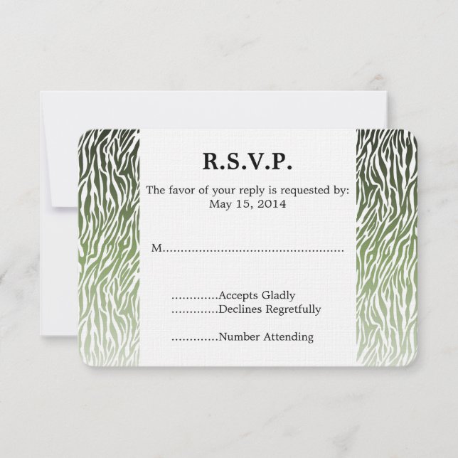 Zèbre vert sauvage Imprimer mariage RSVP (Devant)