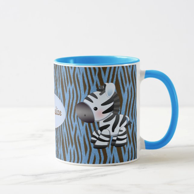 Zèbres et tasse bleus personnalisés de poster de (Droite)