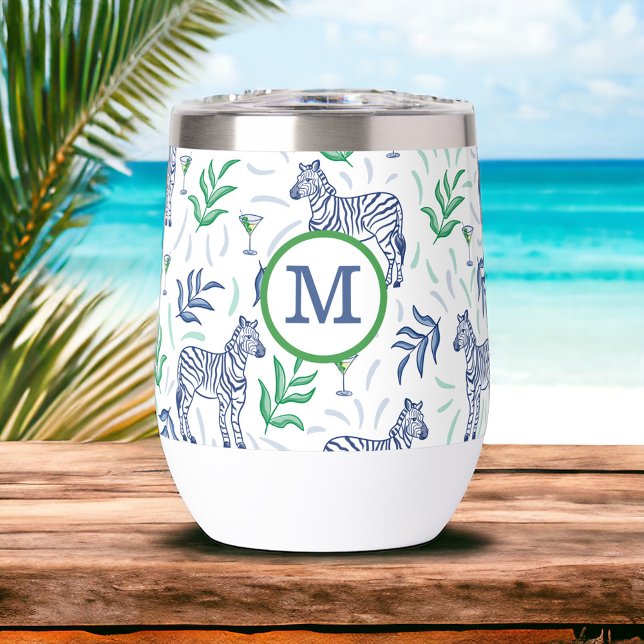 Zèbres Navy Preppy avec Monogramme Martinis  (Créateur téléchargé)