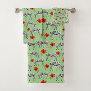 Zèbres parmi des fleurs de ketmie