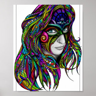 Zen-B Rainbow — Affiche d'art Zen Doodle colorée