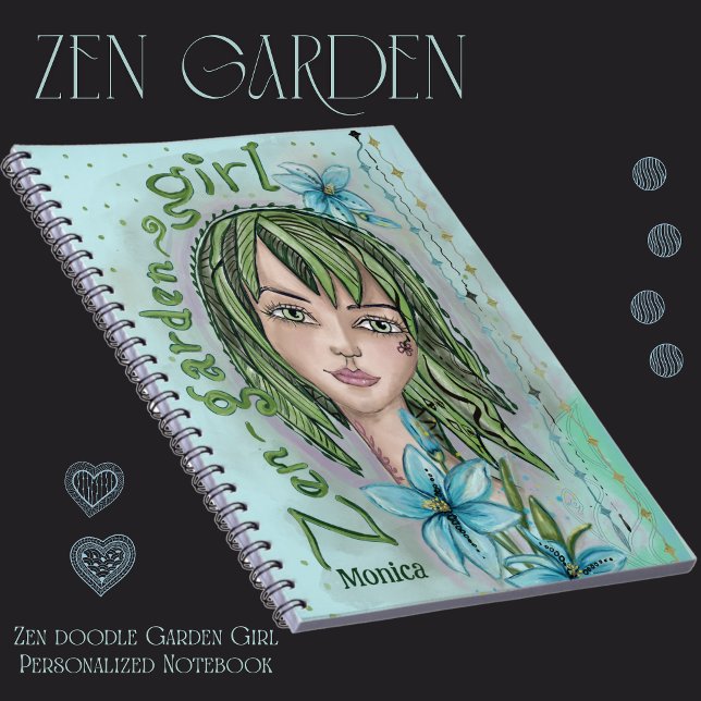 Zen Doodle Garden Girl Carnet personnalisé ( Zen doodle Garden Girl Personalized Notebook )