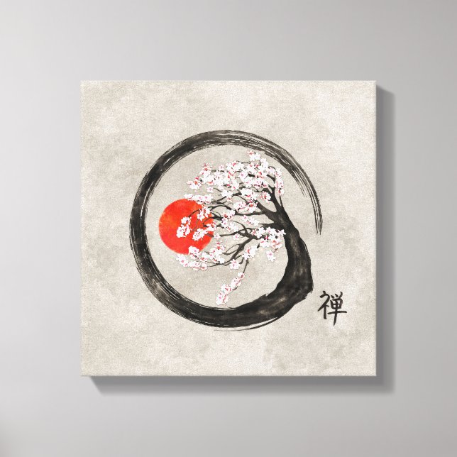 Zen Enso Circle et Sakura Tree sur toile (Recto)