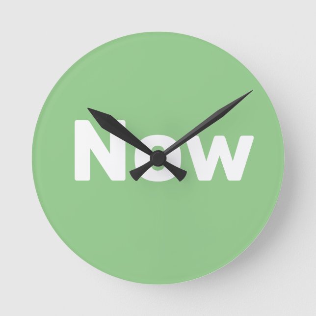 Zen / Mindfulness Simple Sage Vert Horloge ronde (Recto)