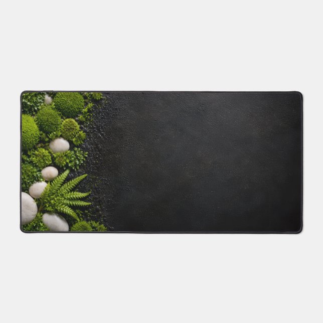 Zen Mossy Forest Floor and Stone Desk Mat (Recto)