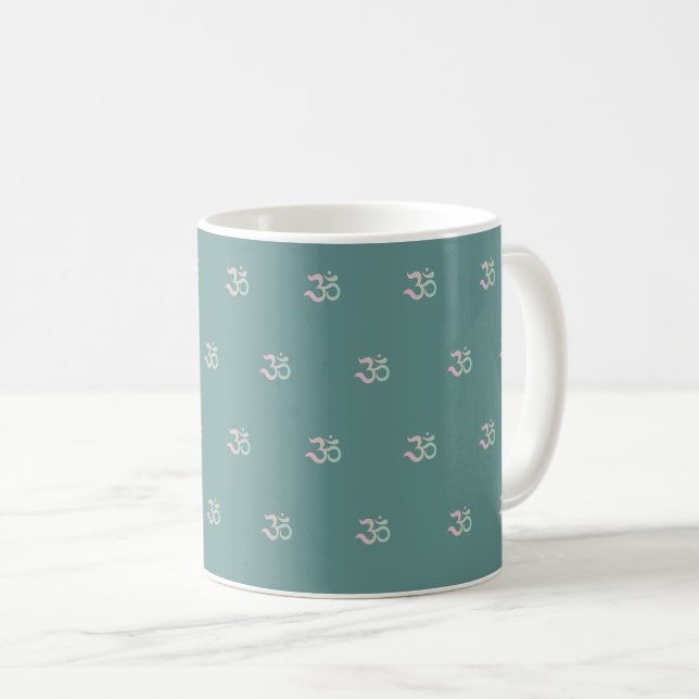 Zen Om motif zen pastel turquoise mug vert (Devant droit)