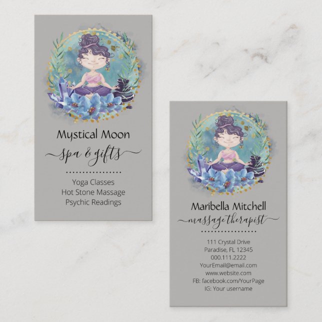 Zen roches Yoga Spa Massage Carte de visite (Devant / Derrière)