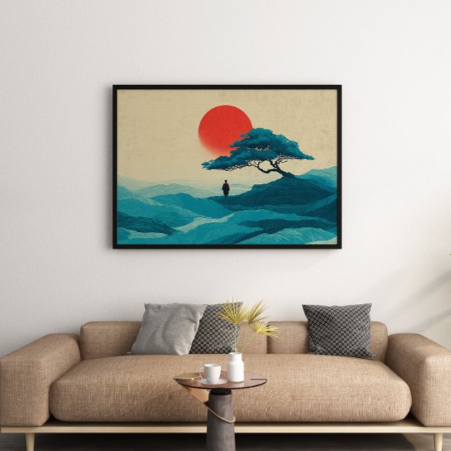Zen Solitude Red Sun Wall Art Imprimer Poster (Créateur téléchargé)