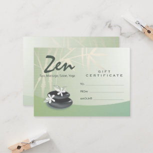 ZEN Stone Bamboo YOGA SPA Massage Certificat cadea