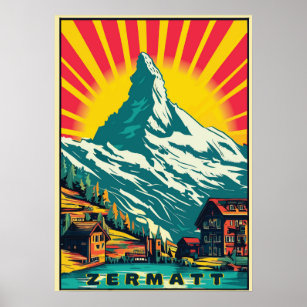 Zermatt, Cervin, Suisse, Poster de ski