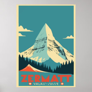 Zermatt, Cervin, Suisse, Poster de ski