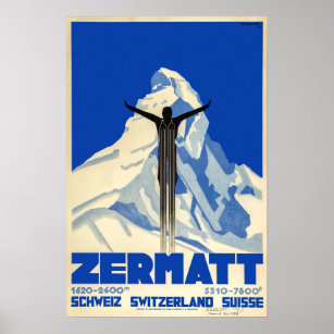 Zermatt, Suisse, Affiche de ski