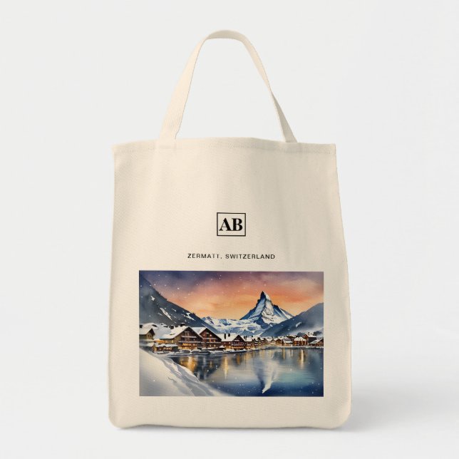Zermatt, Suisse Aquarelle Art - Sac fourre-tout (Devant)