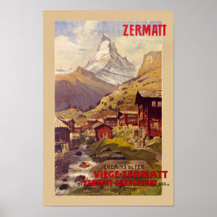Zermatt Suisse Poster vintage 1900