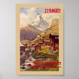 Zermatt Suisse Poster vintage 1900